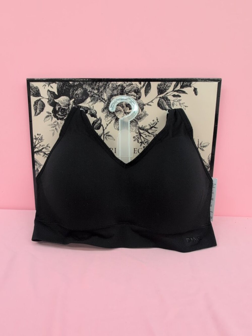 Victoria Secret PINK Seamless Air Medium Impact Sports Bra Size Large Black